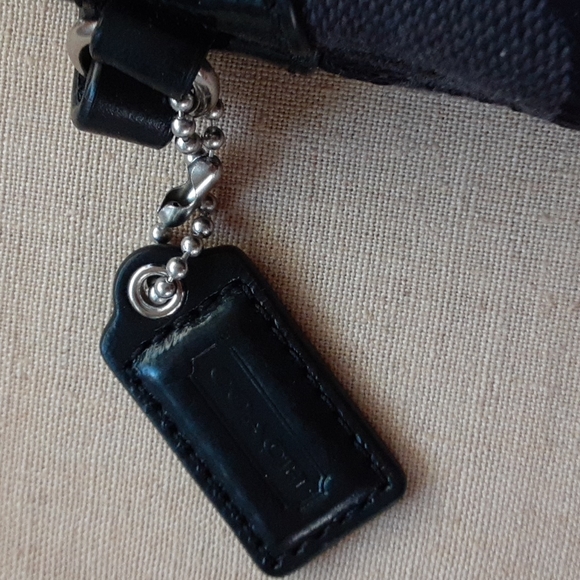 Coach wristlet material logo with black & gold placket & leather trim excellent - Picture 3 of 5